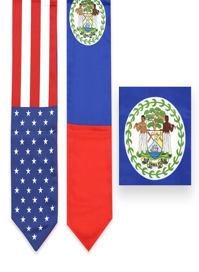 LLBFHH USA And Belize Flag Graduation Stole, Satin Embroidery Graduation Sash for International Students, 72 Inch Length. - Image 4